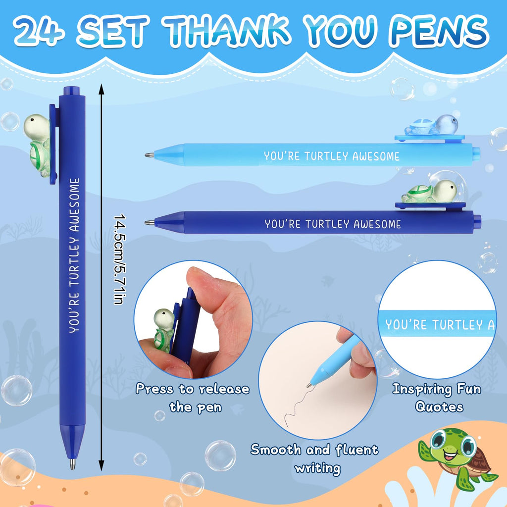 72 Pcs You're Turtley Awesome Inspirational Gift Luminous Mini Resin Turtle Ballpoint Pens Positive Turtle Cards Employee Appreciation Gifts Thank You Gift for Teacher Staff Coworkers