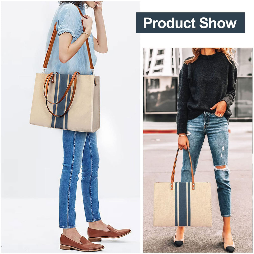 Laptop Tote Bag for Women 15.6 Inch Laptop Work Bag Large Capacity Canvas Computer Tote Bags Business Briefcase Shoulder Bag for Women Casual Beach Bag Perfect for Travel/Daily Use/Birthday Gift