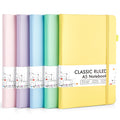 feela Journal Notebook Bulk for School, Hardcover Business Classic Ruled Lined Journals with Pen Holder for Work Office Journaling, with 5 Black Pens, 120 GSM, 5.1”x8.3”, 5 Pack, A5, Pastel Colors
