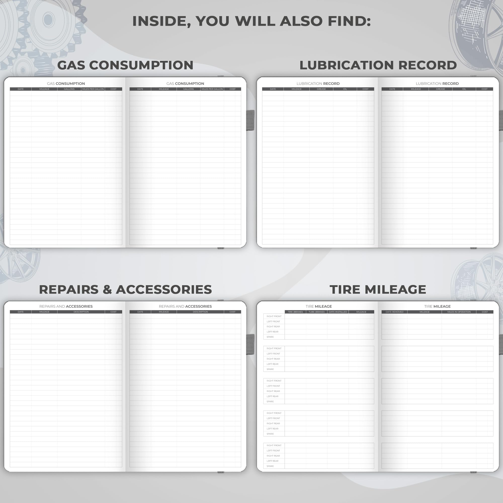 Clever Fox Auto Mileage Log Book – Vehicle Logbook with Mileage, Expense, Gas Consumption & Lubrication Trackers – Driving Logger for Car Records – A5 Size, 1,674 Mileage Entries (Grey)