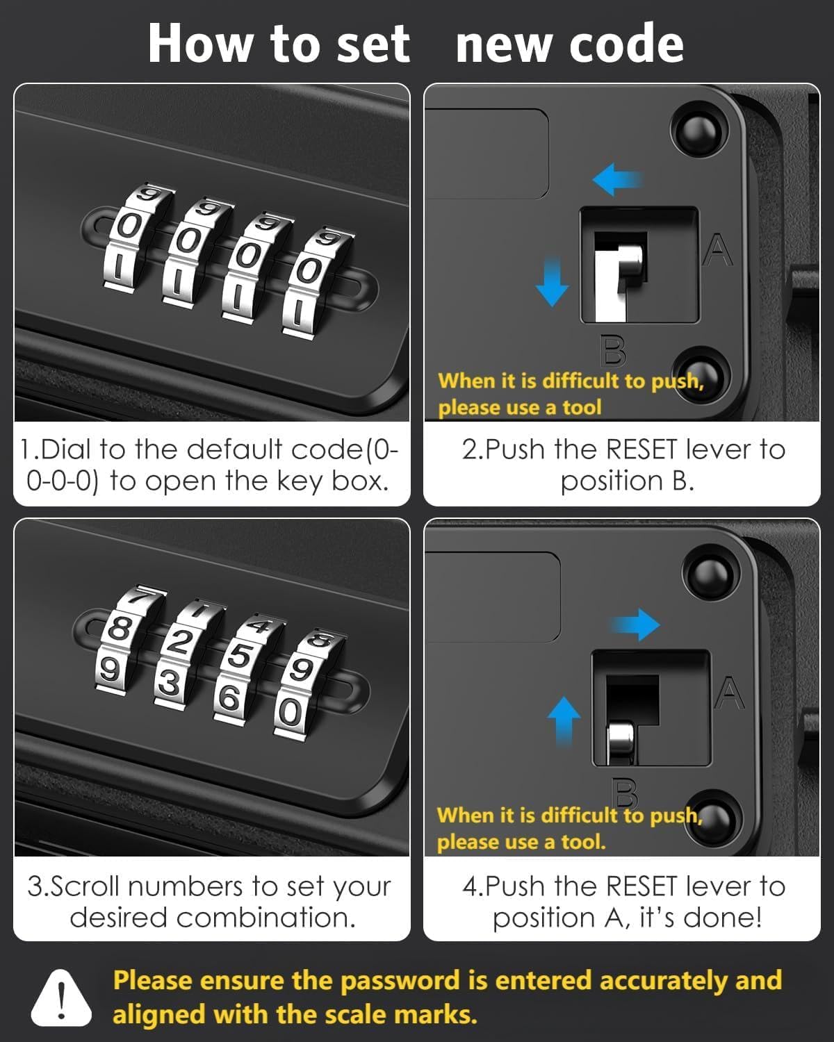 AMIR Travel Safe Portable Lock Box, 4 Digit Combination Lockbox, Cash Box, Waterproof Mini Security Case with Removable Chain, Portable Beach Safe Box for Travel, Beach,Office,Hotel,Cars,Dorms