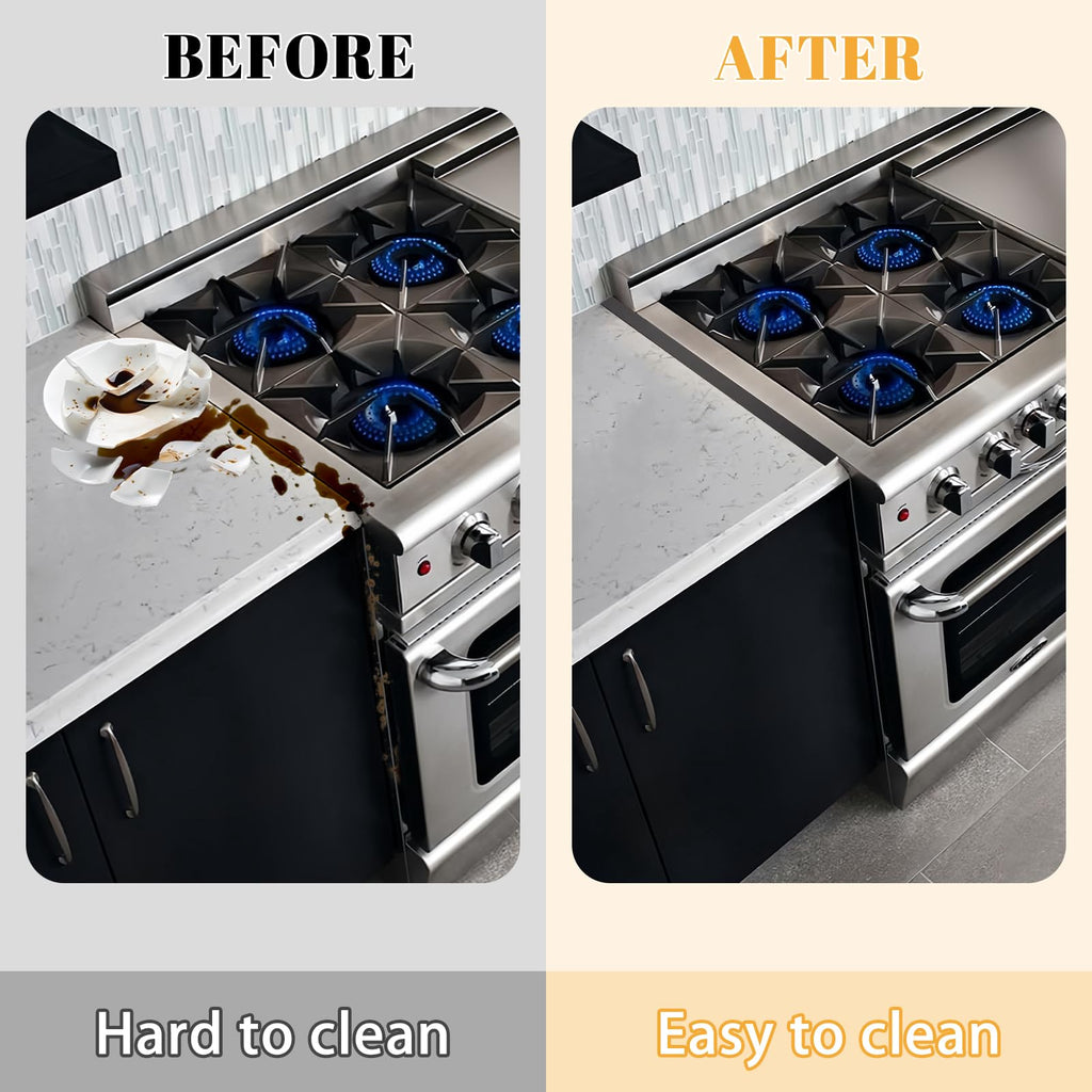 IFORYONLIFE 2pcs Kitchen Stove Counter Gap Covers Stainless Steel Adjustable 13.8-27.5 Inch Stove Side Gap Covers for for Gaps Within 0.8 Inch Width (Black)