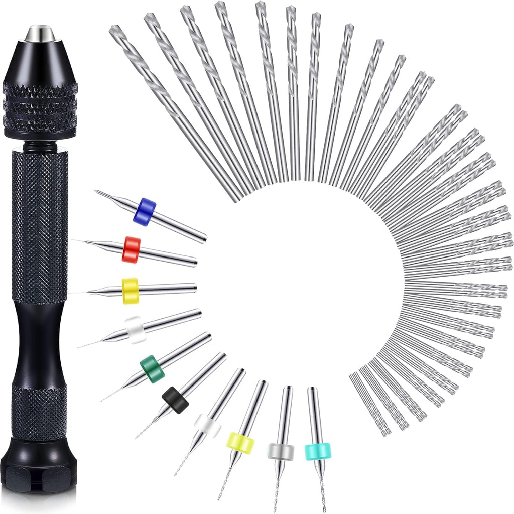 57 Pcs Hand Drill Bits Set 0.3-3mm Precision Pin Vise Hand Drill Manual Rotary Tools 46Pcs Mini Micro Twist Drill Bits & 10Pcs PCB Drill Bits for Resin Polymer Clay Craft DIY Jewelry Making Wood Model