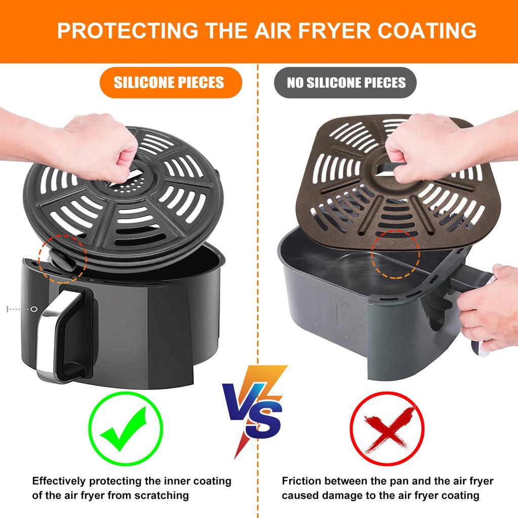 GWYXC Air fryer Accessories for Ninja AF101 4 QT AF161 Max XL AF150 XL Air Fryer, 8.2'' Round Food Grade Air Fryer Grill Pan Plate Crisper Plate Replacement Parts Tray Rack,Dishwasher Safe