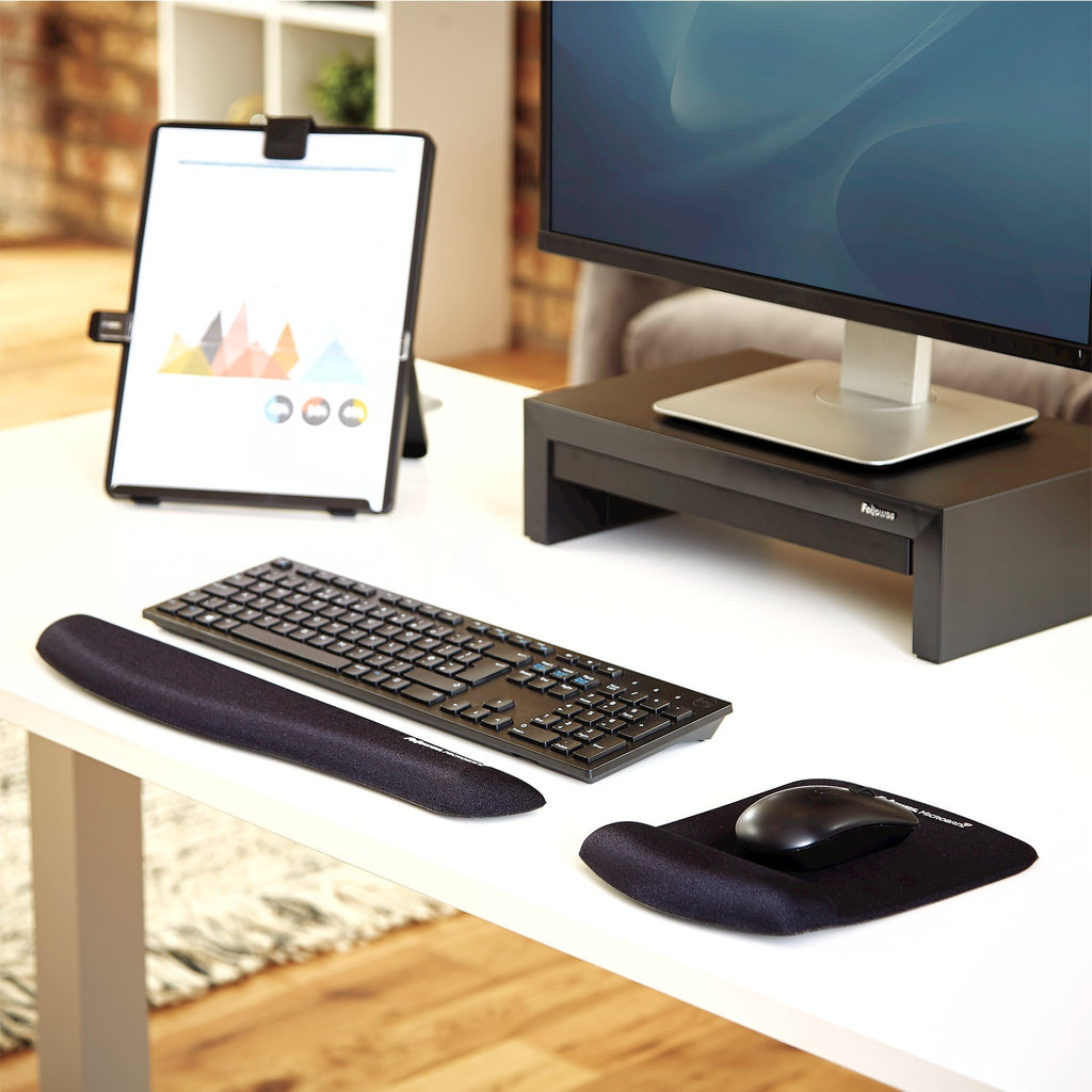 FELLOWES PlushTouch Mouse Pad Wrist Rest with FoamFusion, Black