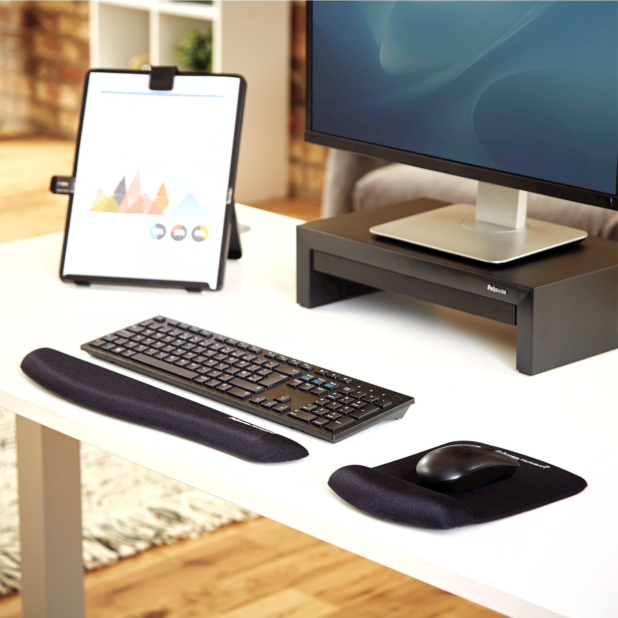 FELLOWES PlushTouch Mouse Pad Wrist Rest with FoamFusion, Black