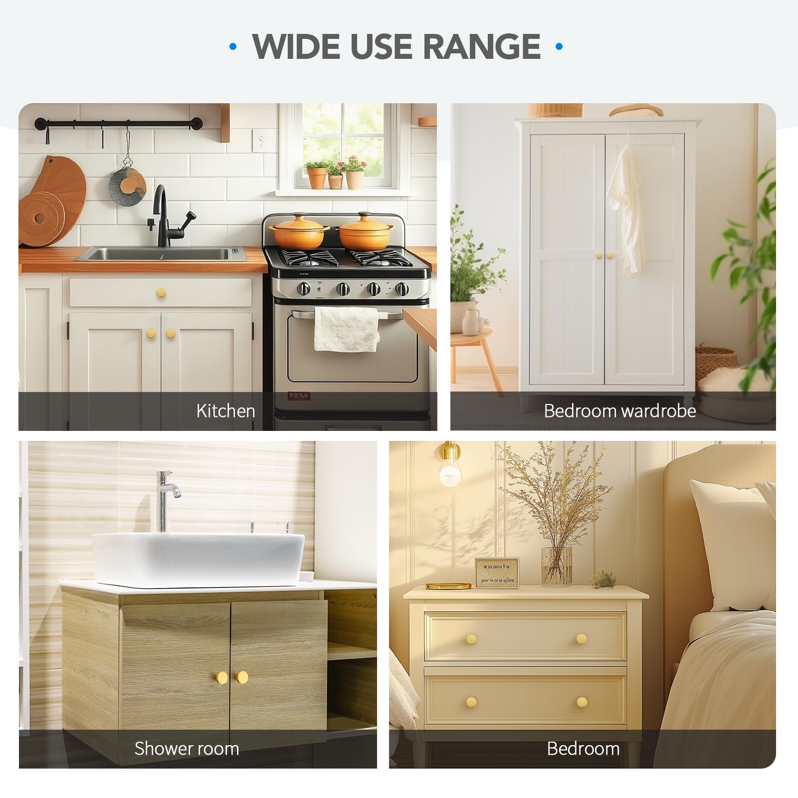 HOME EDIT 15 Pack Solid Brushed Gold Kitchen Cabinet Knobs Metal Drawer Dresser Gold Knobs Brass Drawer Pulls Door Knobs