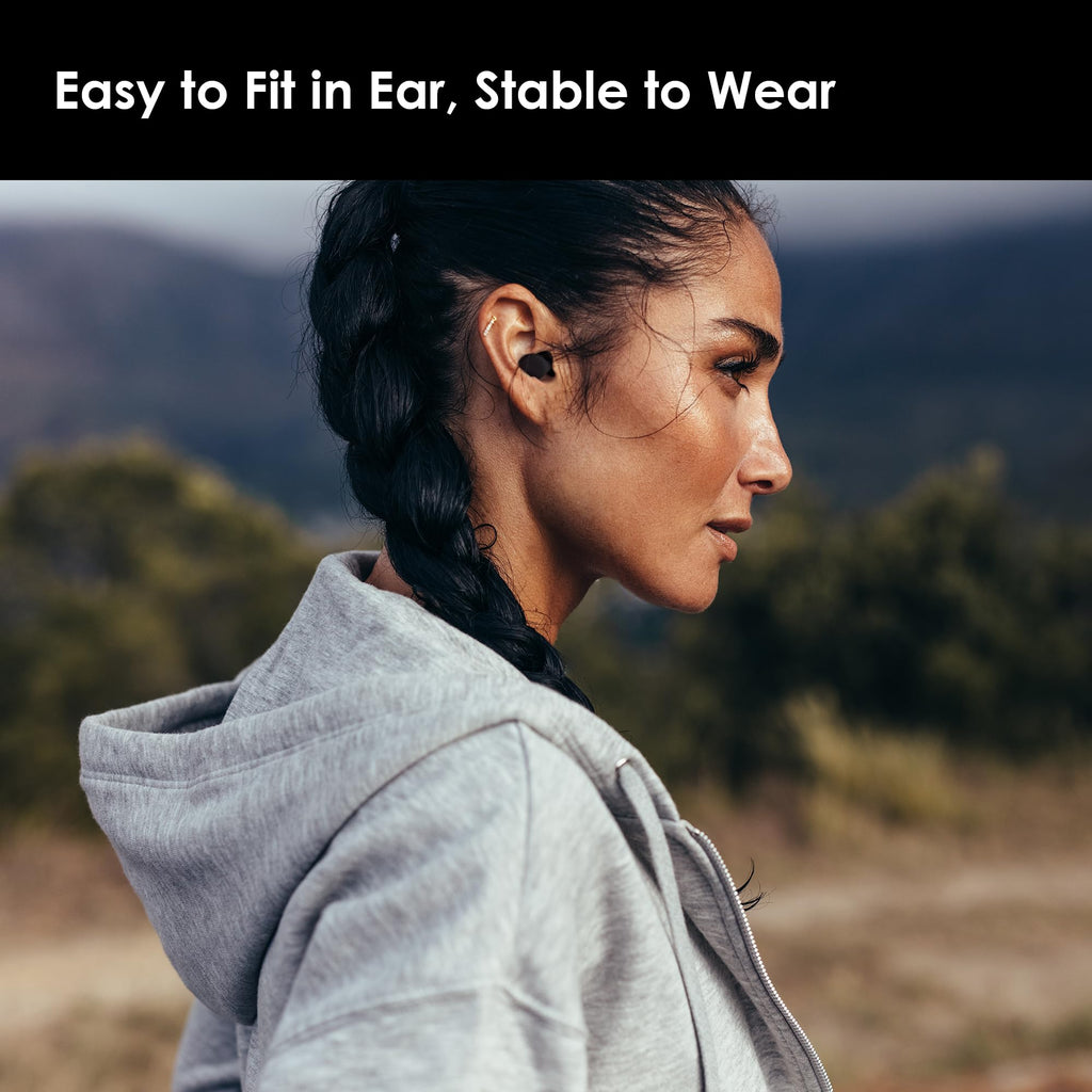OPEIIN Ear Plugs for sleep - Flexible Silicone for Superior Hearing Protection,Ultra-Soft Reusable Noise-Reducing Earplugs for Sleep, Focus, Travel | Custom Fit with 8 Tips in XS/S/M/L | 28dB (SNR) (Black)