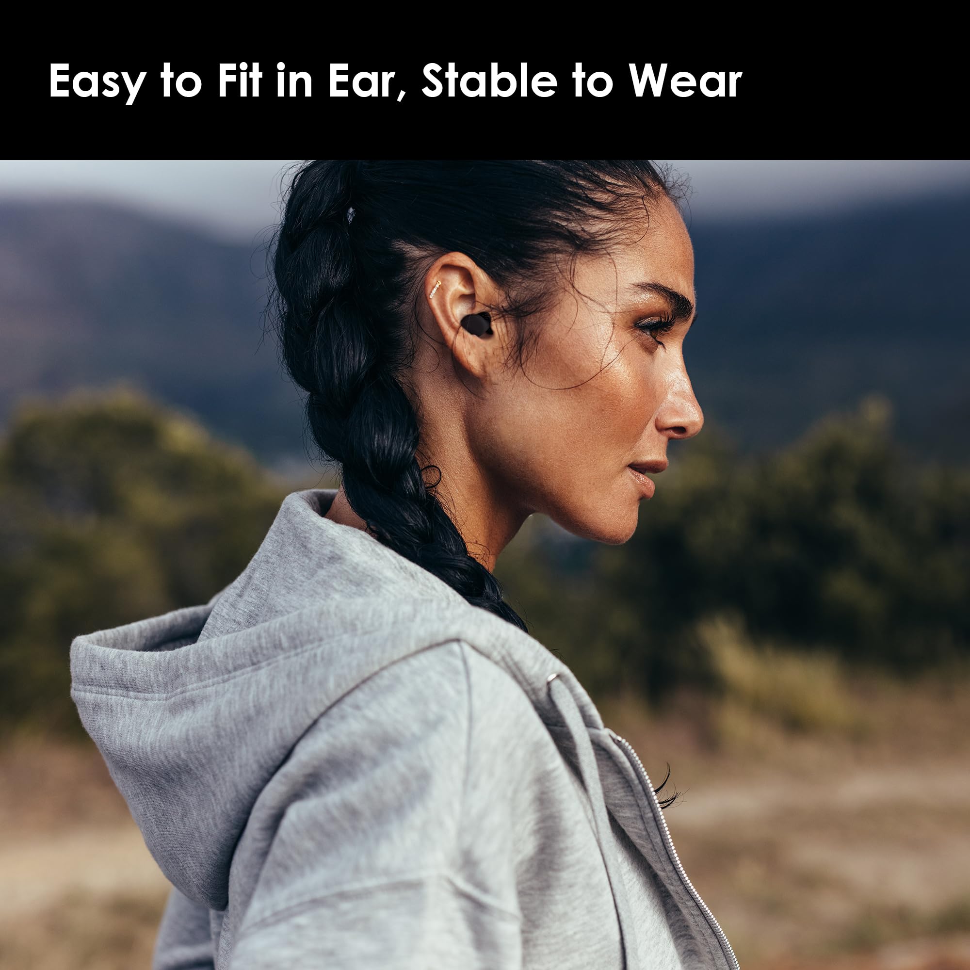 OPEIIN Ear Plugs for sleep - Flexible Silicone for Superior Hearing Protection,Ultra-Soft Reusable Noise-Reducing Earplugs for Sleep, Focus, Travel | Custom Fit with 8 Tips in XS/S/M/L | 28dB (SNR) (Black)