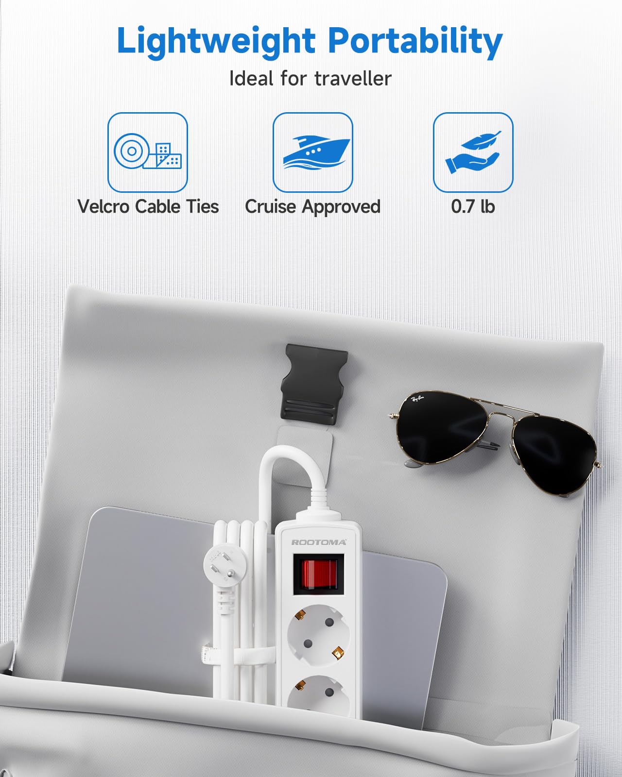 European to Canada Plug Adapter, EU to Canada Adapter, 3 AC Outlets for European Electronic Devices, Travel from France, Italy, Spain, Germany,13A/1625W