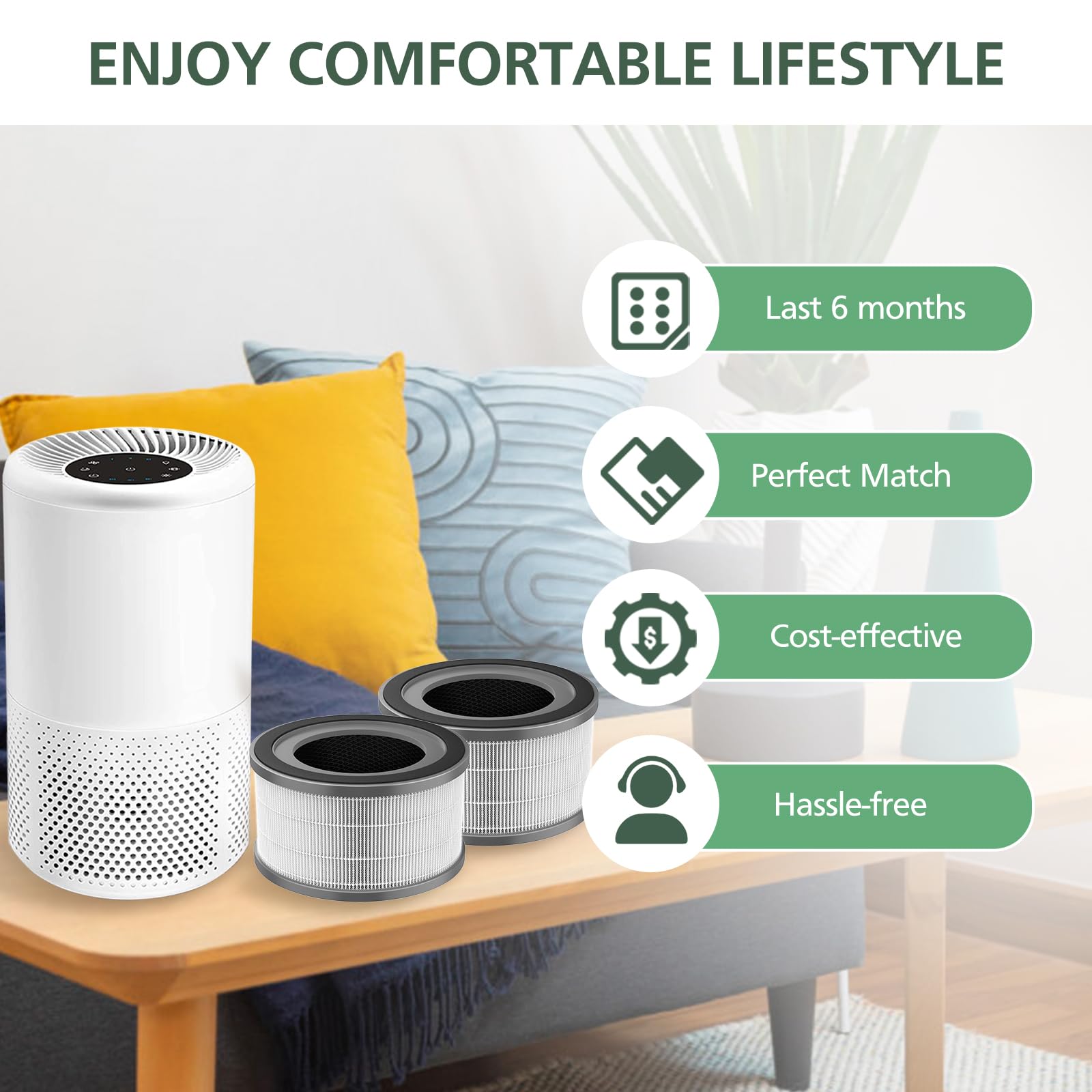 2 Pack Vista 200 Replacement Filt-er Compatible with LEVOIT Vista 200 Air Purifi-er, Multi-layer Main Filt-er Replacement, Fit Part No.Vista 200-RF