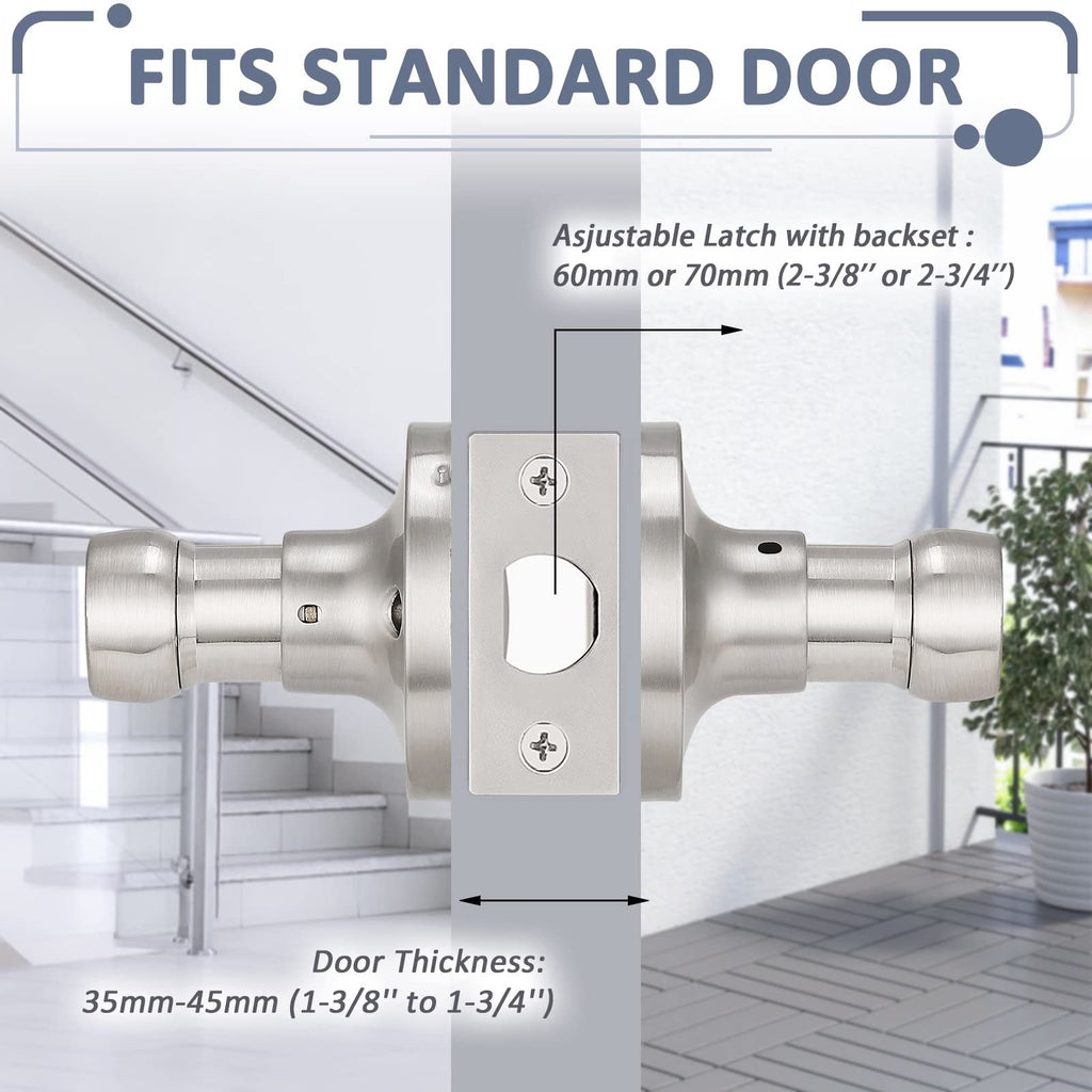Probrico (1 Pack) Passage Door Lever [Non-Locking Lever Set], Non-Locking Door Handle Set for Hallway or Closets, Keyless Satin Nickel Finish Wave Door Lock, Reversible Right & Left Side Handed