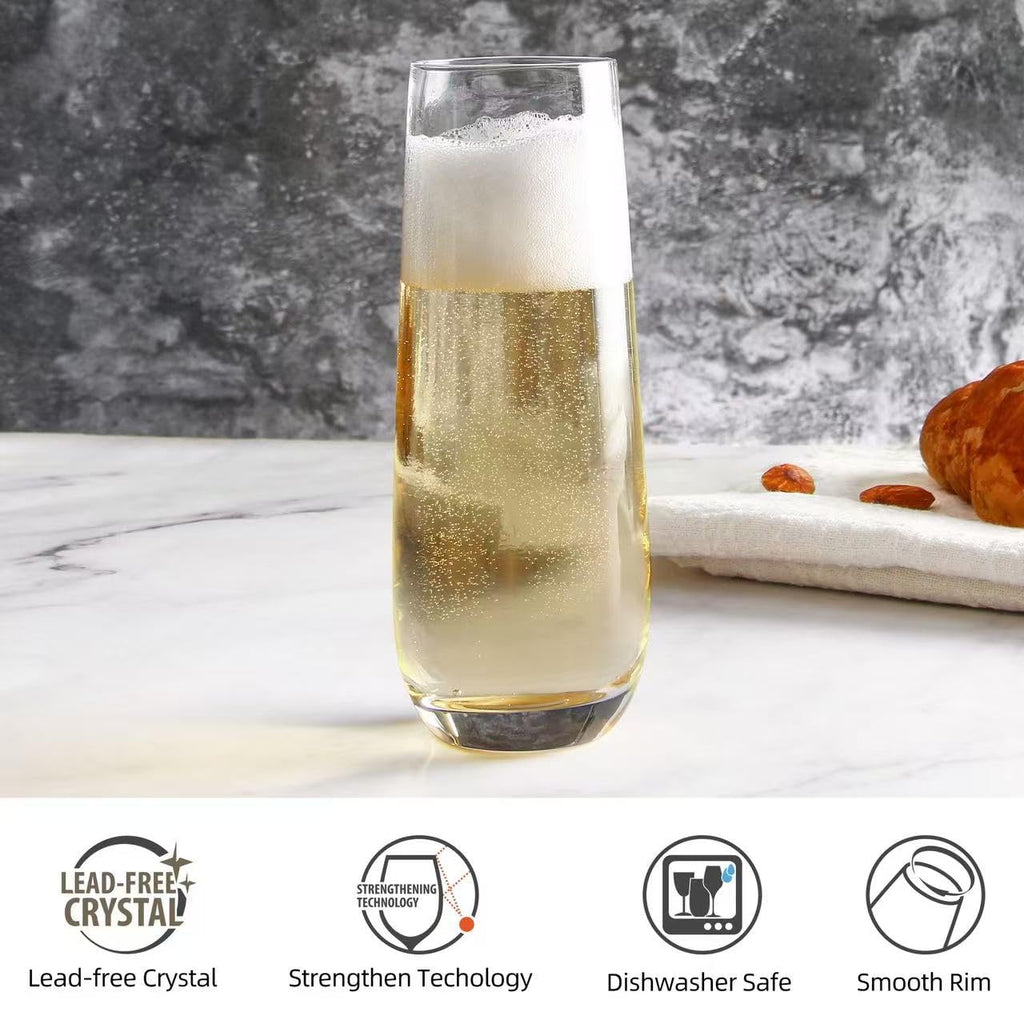 UMI UMIZILI Champagne Glasses Set of 12, Stemless Champagne Fltute with Mordern Shape, Sparkling Bubble Wine Glasses for Party Bar Resturant Clear, Dishwasher safe