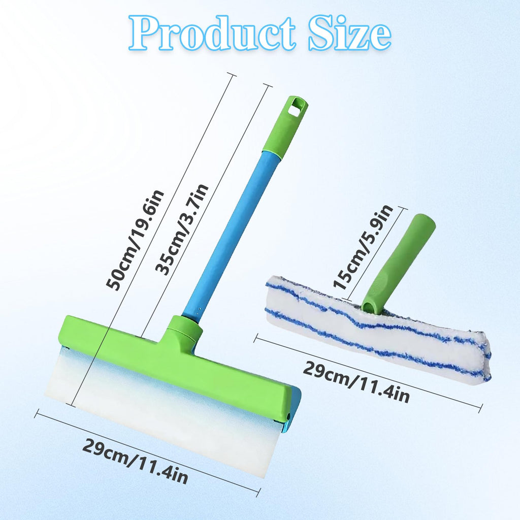 Window Squeegee - Recyclable Cleaner Scraper with Microfiber Scrubber, Window Cleaner for Glass Mirror Car Shower Doors Squeegee