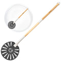 Chef Pomodoro Aluminum Turning Pizza Peel with Detachable Wood Handle for Easy Storage, Gourmet Luxury Pizza Paddle for Baking Homemade Pizza Bread (9-Inch)