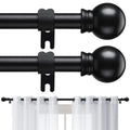 2 Pack Curtain Rods for Windows 28 to 48 Inch, 5/8 Inch Small Matte Black Curtain Rod For Bathroom, Living room, Kitchen(size：28-52 Inch)