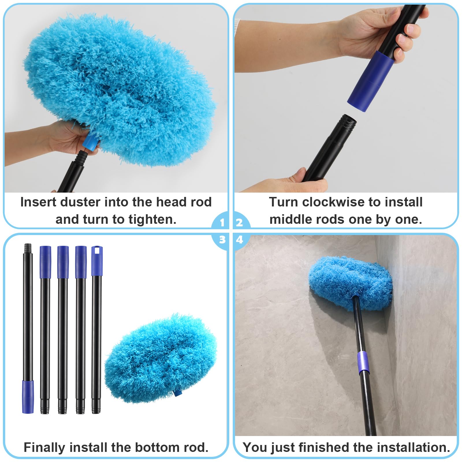 7 Ft Ceiling Fan Cleaner Duster With Long Pole for High Ceilings - Washable and Reusable for Furniture and Blinds