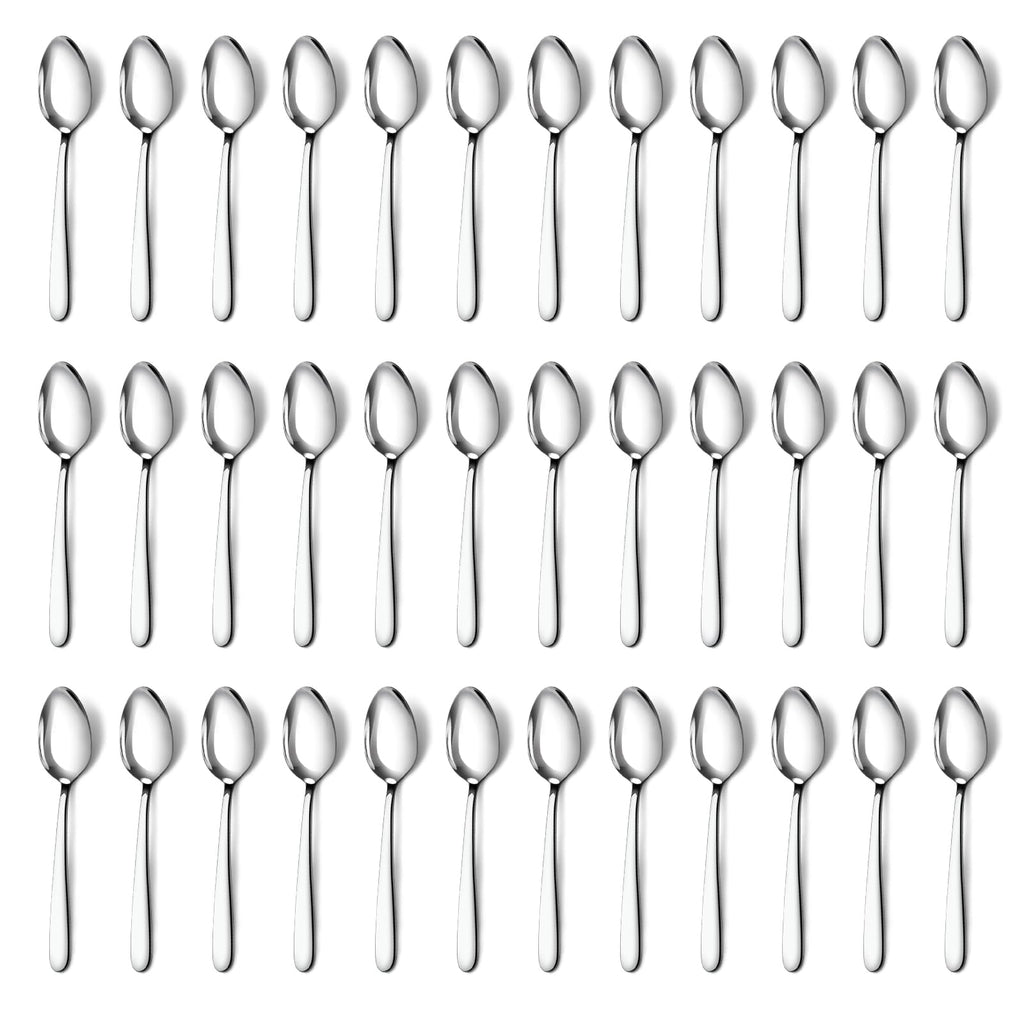 Pleafind 36-Pcs Teaspoons Set, 6.2 Inch Spoons Silverware, Stainless Steel Tea Spoons, Small Spoons, Mirror Polished Teaspoon, Dessert Spoons for Home, Restaurant, Dishwasher Safe
