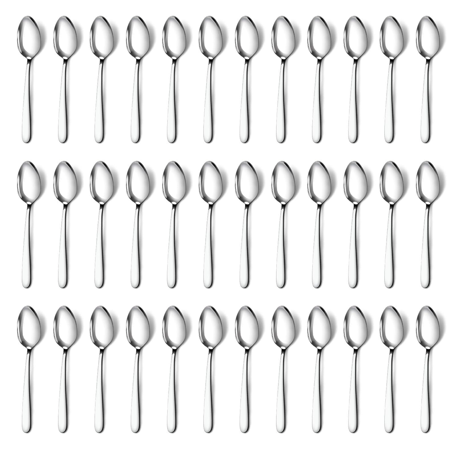 Pleafind 36-Pcs Teaspoons Set, 6.2 Inch Spoons Silverware, Stainless Steel Tea Spoons, Small Spoons, Mirror Polished Teaspoon, Dessert Spoons for Home, Restaurant, Dishwasher Safe