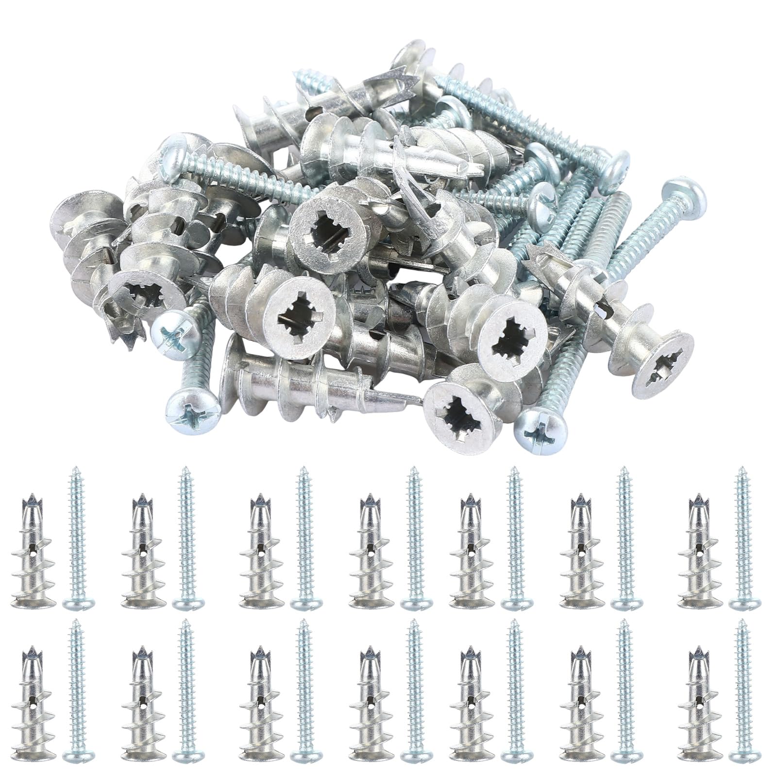 MUXHEL 240Pcs Drywall Anchors and Screws Kit, Heavy Duty Heavy Duty Zinc Self Drilling Drywall Anchors with #8 x 1-1/4'' Screws Kit for Drywall, Sheetrock, Hollow Door and Plaster Wall