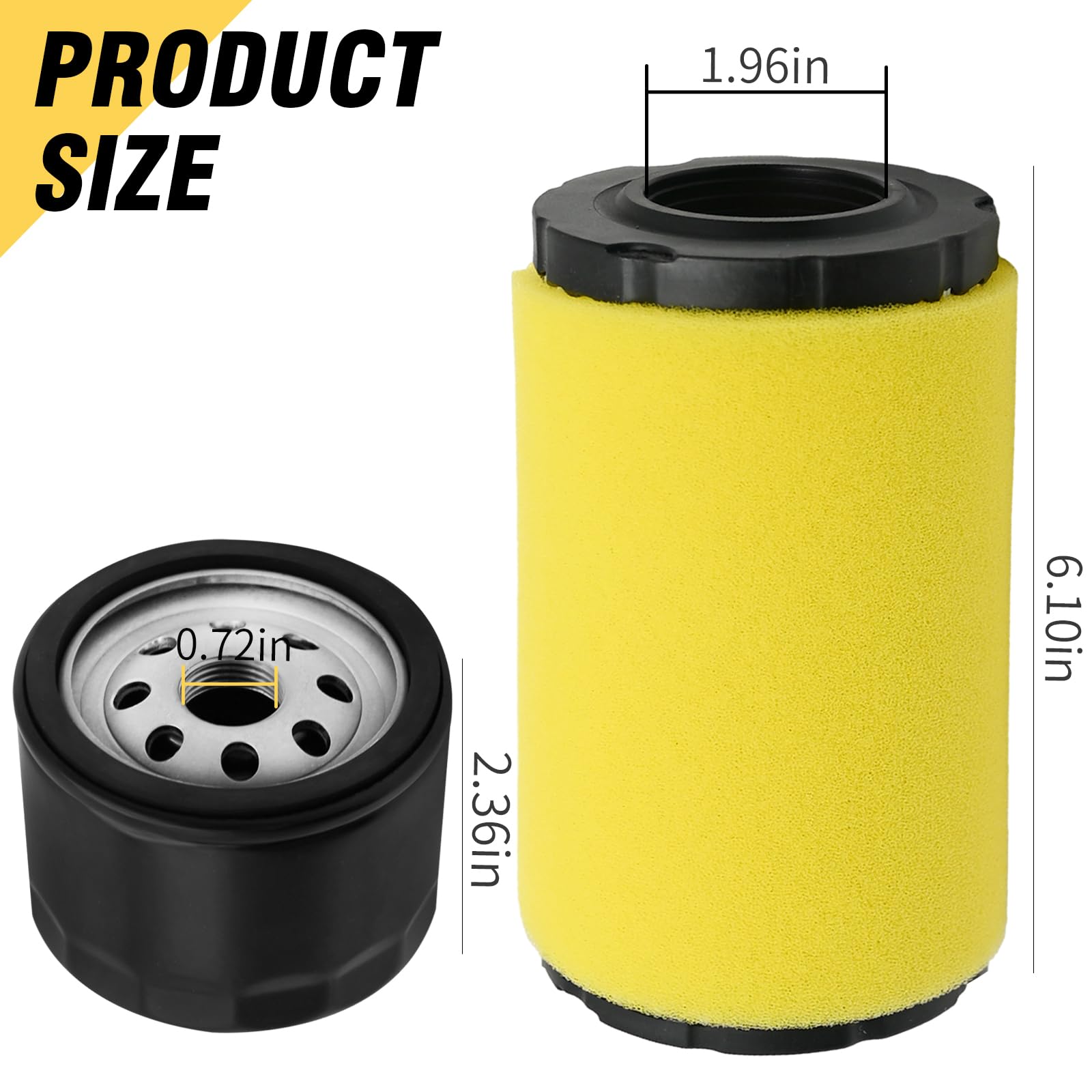 Vkinman GY21435 MIU14395 Air Filter & GY20577 AM125424 Oil Filter Kit Replacement for John Deere L107 L120 D100 D105 D110 D125 D160 D170 E100 E140