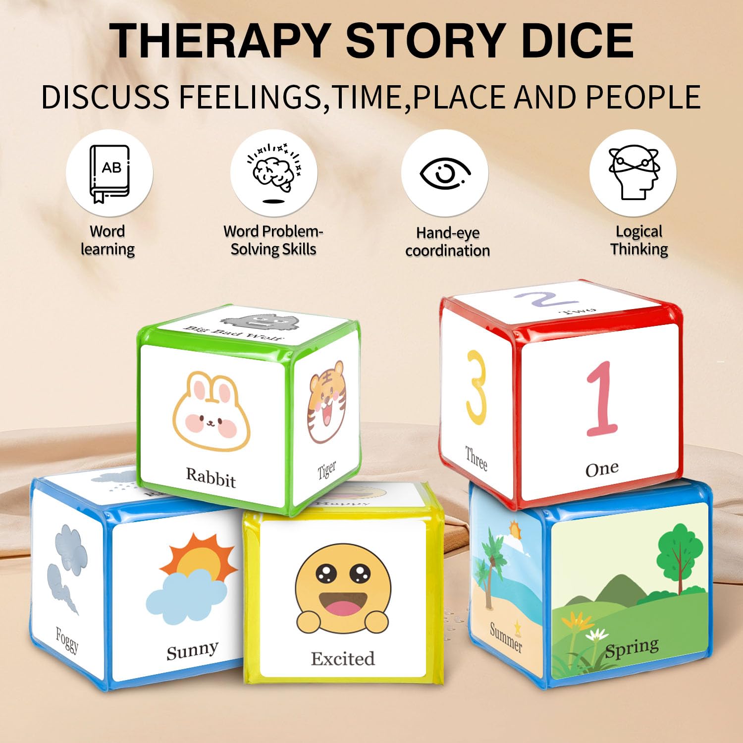 Boczif Pocket Story Dice for Kids Playing Game Dice Cubes for Classroom Teaching, Education Soft Foam Dice Teacher Teaching Story Cubes Toys for School Learning Activities (Set of 1)