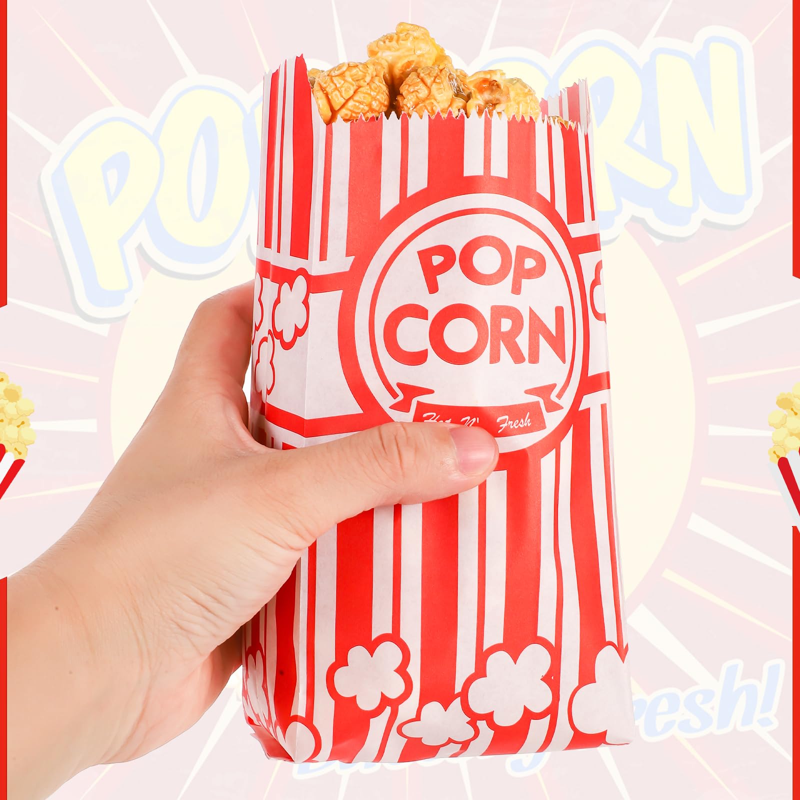 300 Pcs Popcorn Bags, 1 Oz Paper Bags Individual Servings Bulk for Popcorn Machine Movie Nights Easter Valentines Day Kitchen Supplies