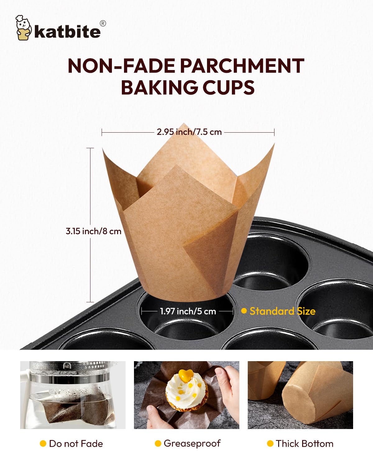 Katbite Tulip Cupcake Liners 200PCS, Muffin Baking Cupcake Liners Holders, Baking Cups, Cupcake Wrapper for Party, Wedding, Birthday, Christmas Cupcake Liners