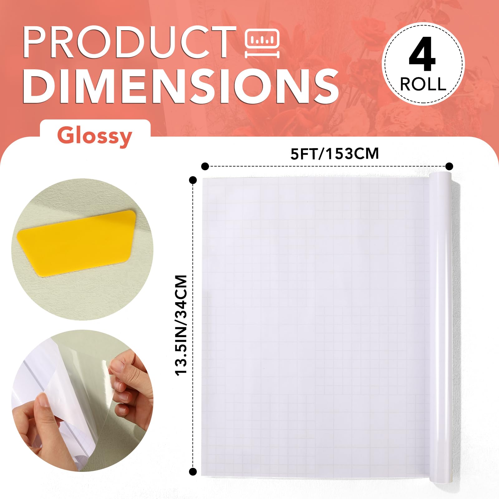 ZENOWICK Clear Contact Paper 4 Rolls , Plastic Book Covers 13.5 in x 5 ft , Contact Paper Peel and Stick , Clear Adhesive Protective Liner for Cupboards & Protective Covering