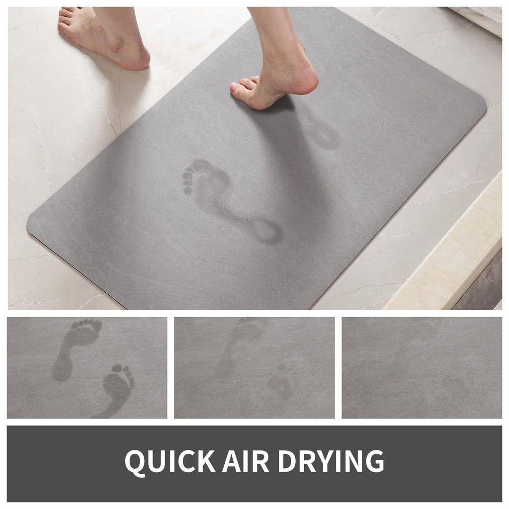 MontVoo Bath Mat Rug for Bathroom-Bathroom Mat Bathroom Rug Non Slip Absorbent Quick Dry Bathmat Shower Mats-Bathroom Floor Mats in Front of Bathtub Sink Washroom Mat Grey 50x80CM