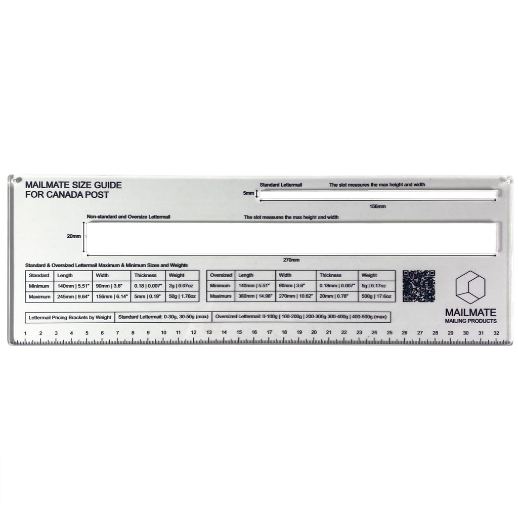 Mailmate Shipping Guide for Canada Post | Mail Sizer, Mail Measure, Shipping Template, Letter & Envelope Size Guide, Measuring Tool for Standard and Oversized Lettermail