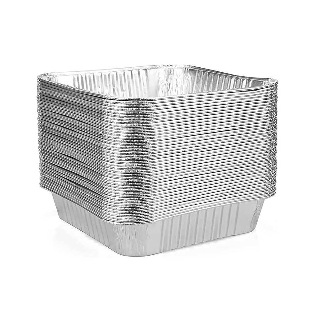 Aluminum Foil Pans 50 Pack Disposable Tin Foil Pans for Baking, 8 x 8'' Cooking Roasting, Meal Prep, Recyclable Sturdy Aluminum Tray