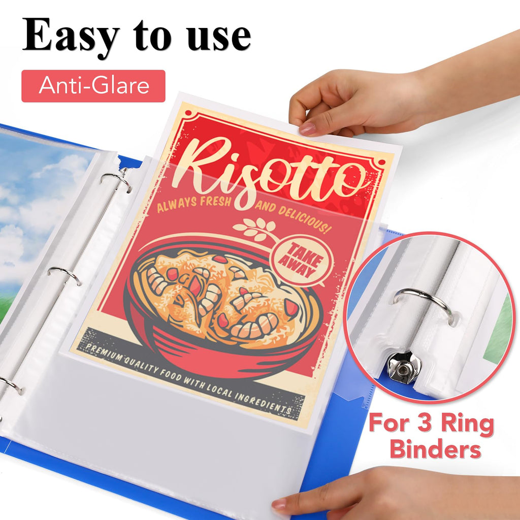 200 Pack Sheet Protectors 8.5 x 11 inch Clear Page Protectors for 3 Ring Binder Non-Glare, Plastic Sleeves for Papers, Document