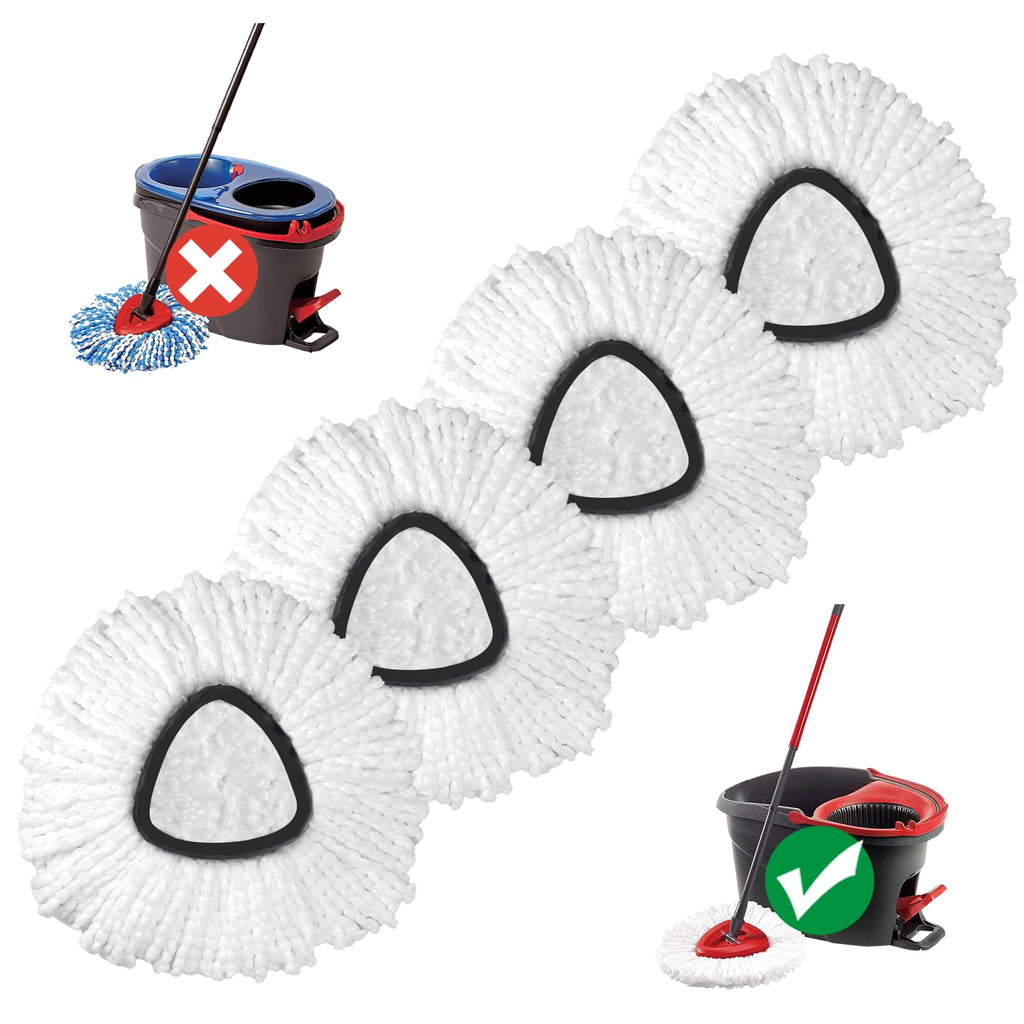Spin Mop Head Refills, 4pcs Mop Head Compatible for Vlieda EasyWring 1-Tank System, Microfiber Triangle Replacement Pads, Machine Washable