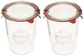 Weck Canning Jars 743 - Transparent Glass Eco-Friendly Canning Jars - Airtight Seal - 3/4 Liter Tall Jars (2 Pack)