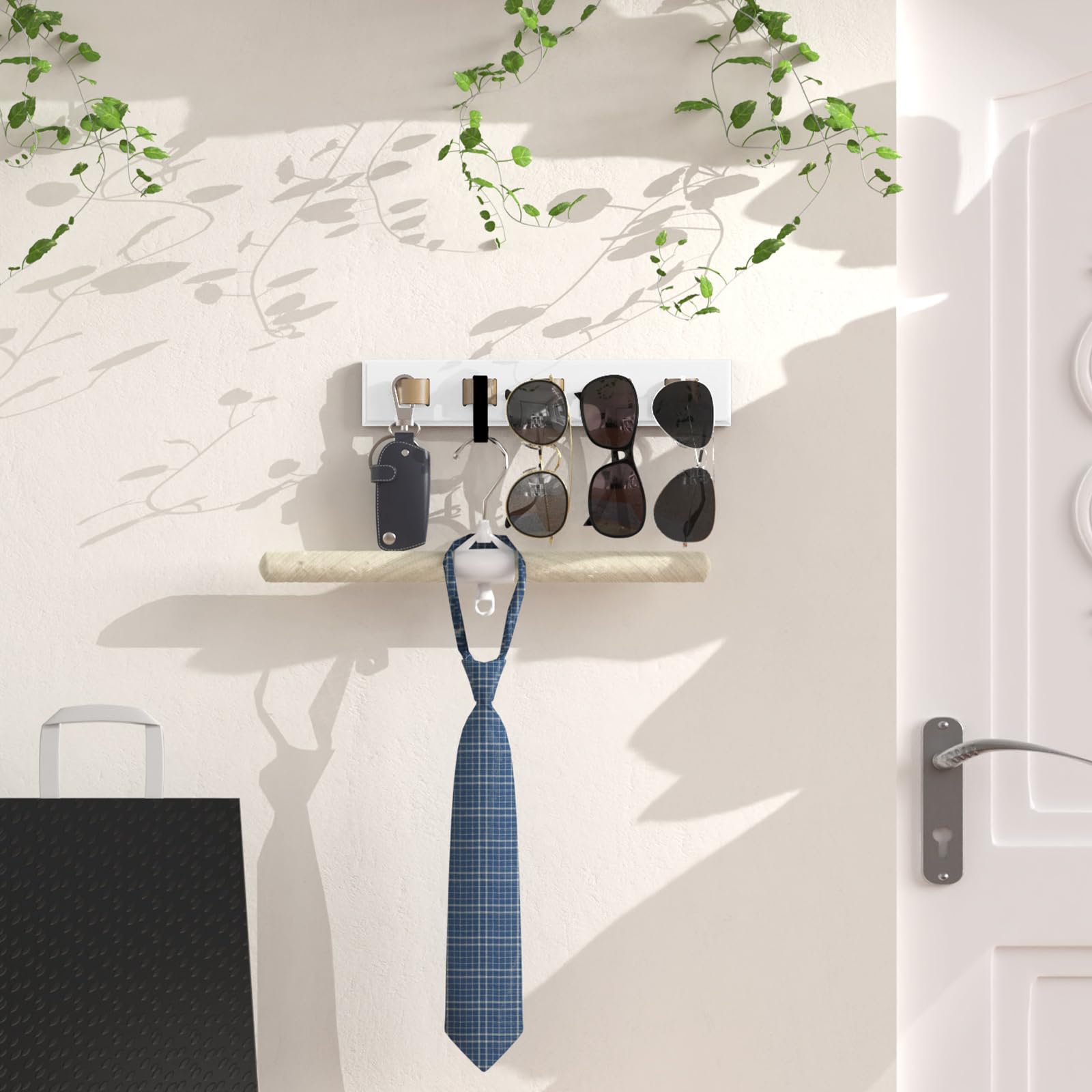 3 Pack Sunglass Organizer, Wall Mounted Sunglasses Organizer, Wooden Glasses Holder Sunglass Holder, Sunglasses Rack for Hanging Your Multiple Eyeglasses, for Wall, Home Decor(White)