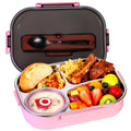 1.5L 4-Compartment Stainless Steel Bento Lunch Box with Soup Container Meal Prep Lunch Containers, Leakproof Food Storage Box for Office, School, Picnic,Work,Travl (Pink, 1500ML)