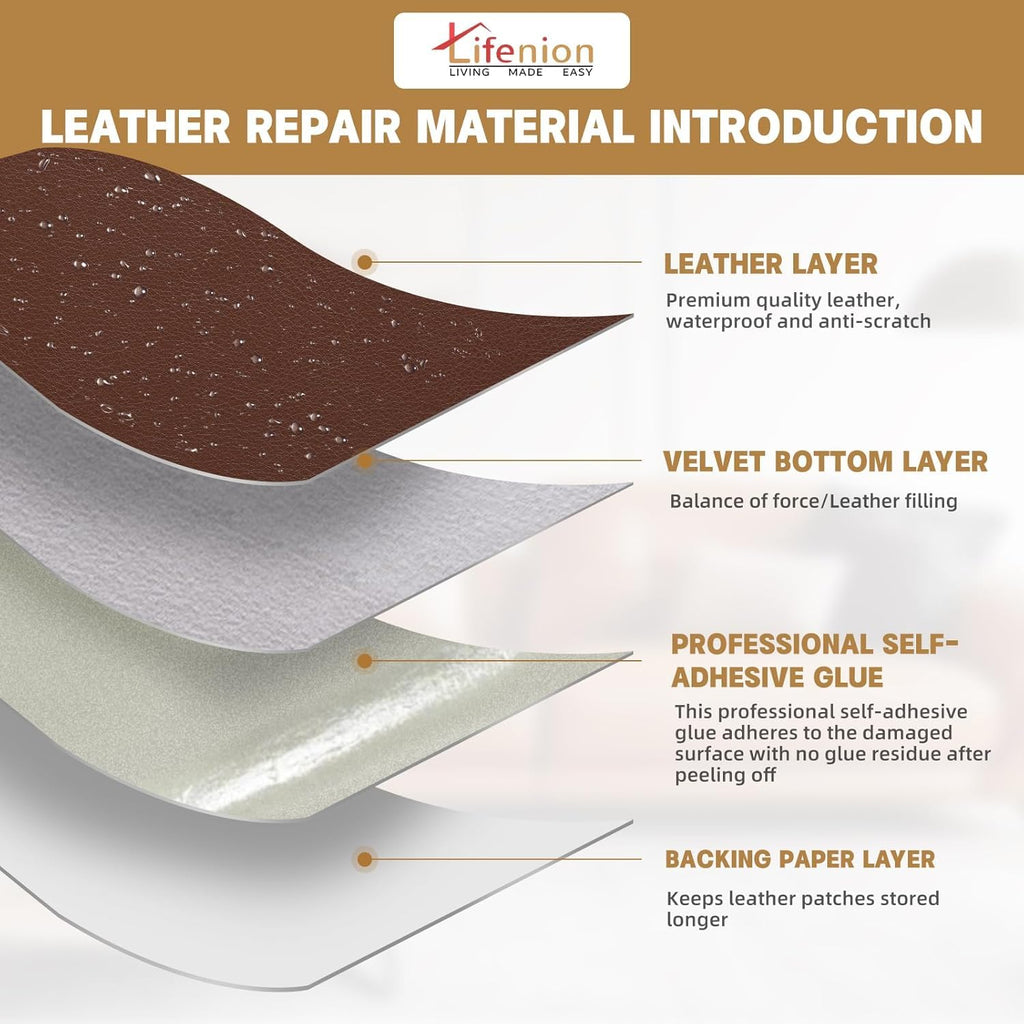Lifenion Leather Repair Patch, 17X79 Inch Self Adhesive Leather Repair Tape, Large Vinyl Patch Kit for Couches, Sofa, Furniture, Car Seats, Office Chairs, Cabinets, Handbags（Black, 17X79 Inch）