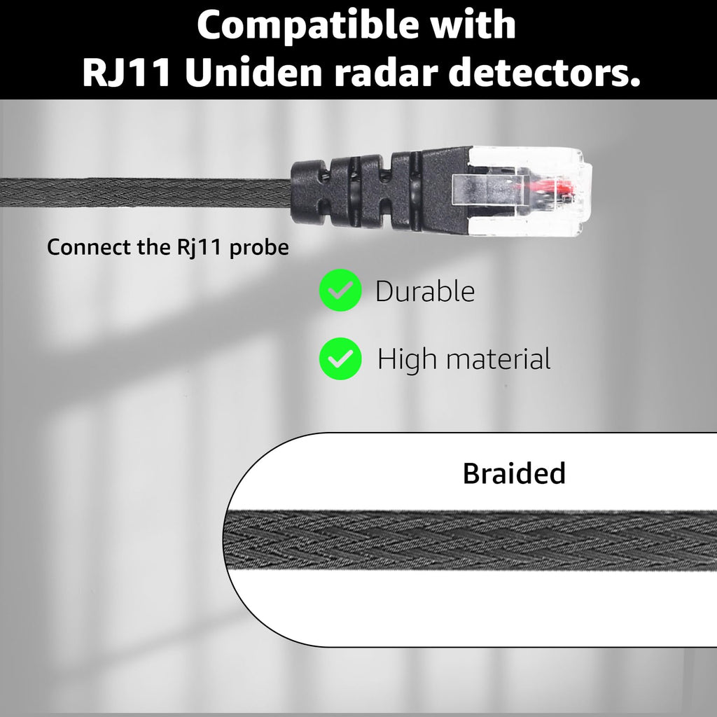 Sousery RJ11 Replacement Mirror Power Cable, Compatible with Uniden R1 R3 R4 R7 R8 Radar Detectors (4005201U) (1)
