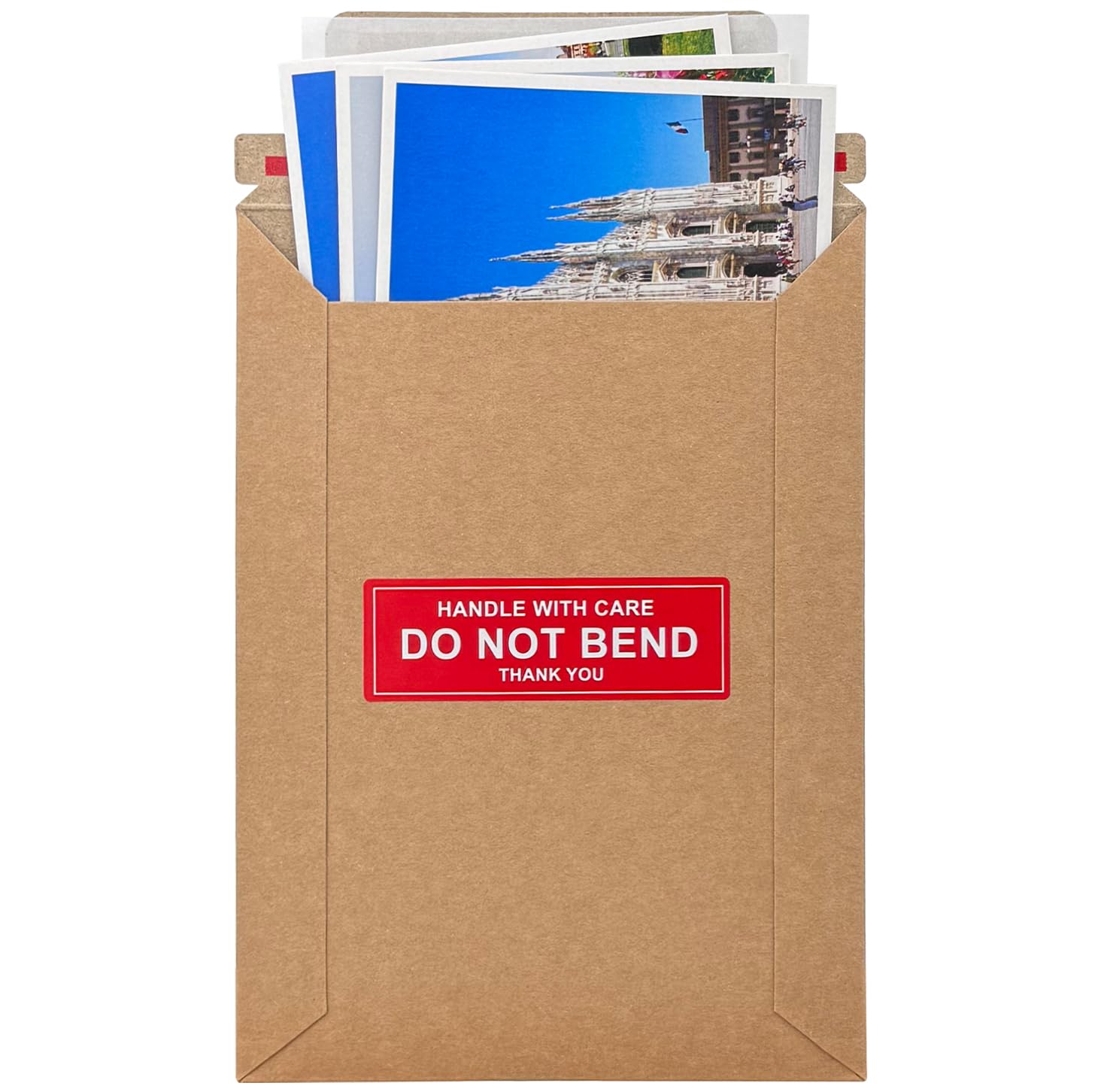 Neehows 100 Pack 5x7 Rigid Mailers Cardboard Envelopes, 400GSM Kraft Photo Mailers Shipping Envelope with DO NOT Bend Labels, Small Stay Flat Self Seal Document Envelope for Trading Cards- Brown
