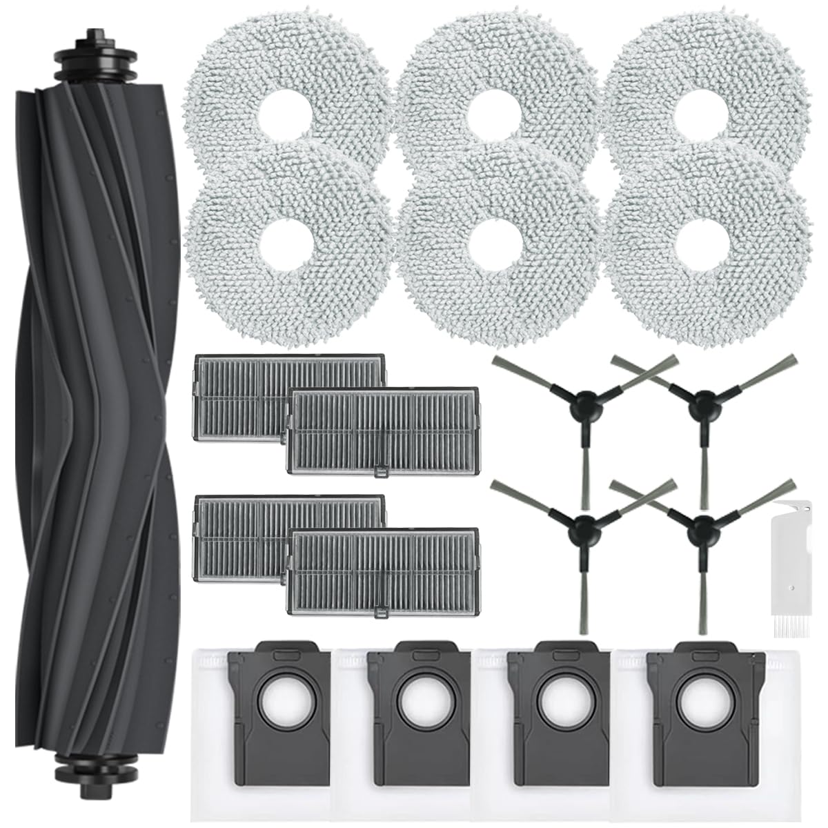 Cleptorize Accessories for Dreame L10s Pro Ultra Heat/ X30 Ultra, Replacement Parts for Dreame L10s Ultra Gen 2 with 1 Main Brush, 4 Dust Bags, 6 Mop Pads, 4 HEPA Filter, 4 Side Brushes