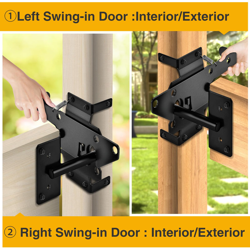 Self-Locking Gate Latch - Heavy Duty Automatic Gate Lock Gravity Door Latch Hardware for Wooden Fences & Posts PVC Fence Gates for Secure Pool, Outdoor Garden, Metal Gates Vinyl Fence