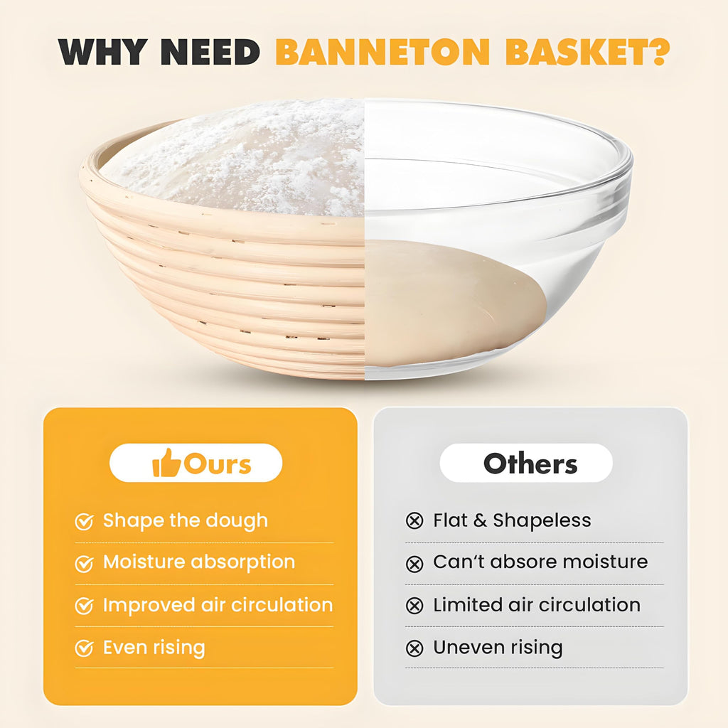 KOACKL Banneton Proofing Basket Set, Sourdough Bread Starter Kit, Round Banneton Sourdough Bread Making Tools Kit with Linen Cover Bread Brotform Perfect for Baking Dough with Rising Pattern