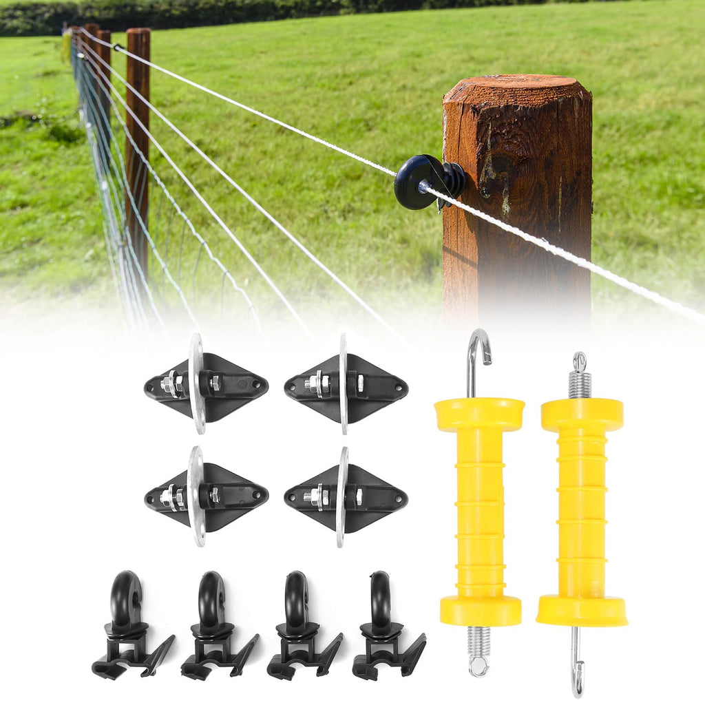 QWORK Electric Fence Gate Handle Set with Anchors, Insulators, and Screws - 2 Sets High Visibility, Easy to Use, Portable Fencing Kit