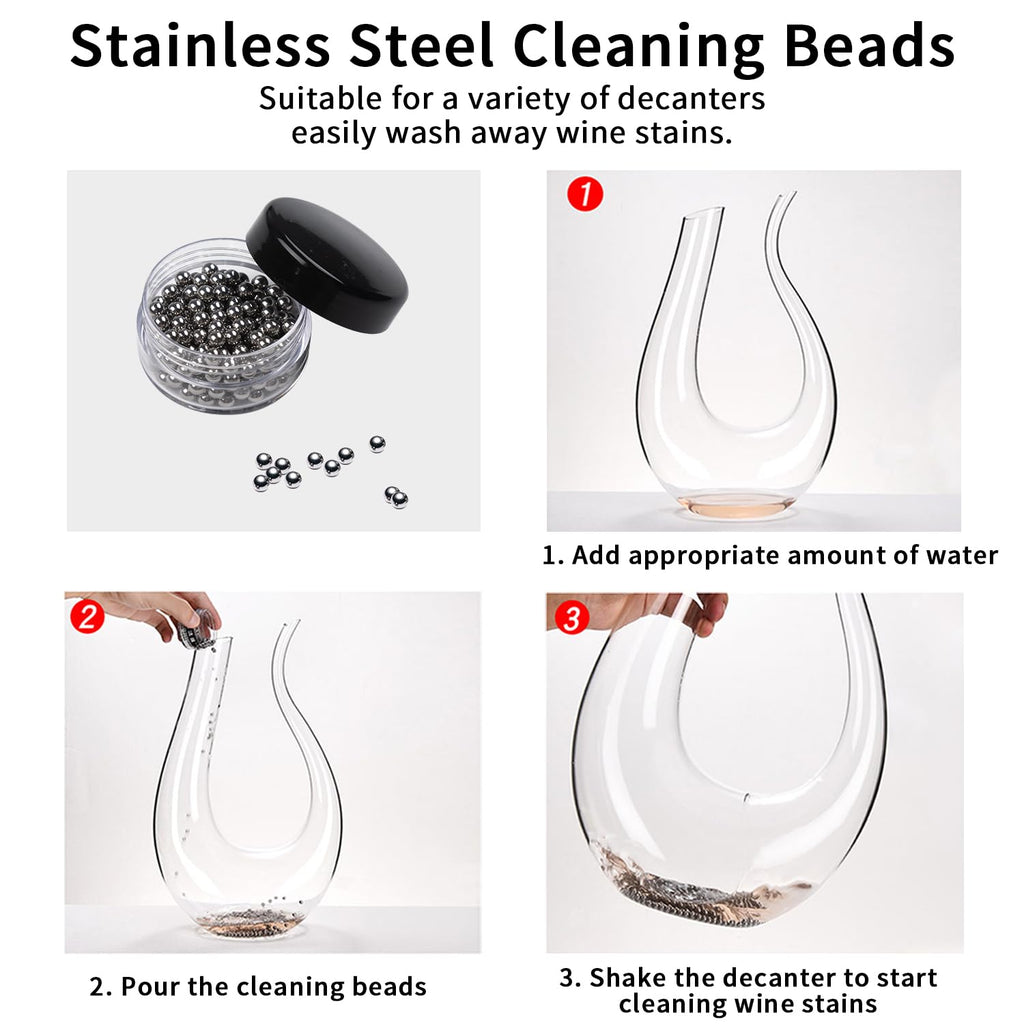Wine Decanter Drying Stand with Rubber Coated Top to Prevent Scratches, Wine-Decanter Drying Rack for Standard Large Wine Decanters, Decanter Cleaner Includes Cleaning Brush & Decanter Cleaning Beads