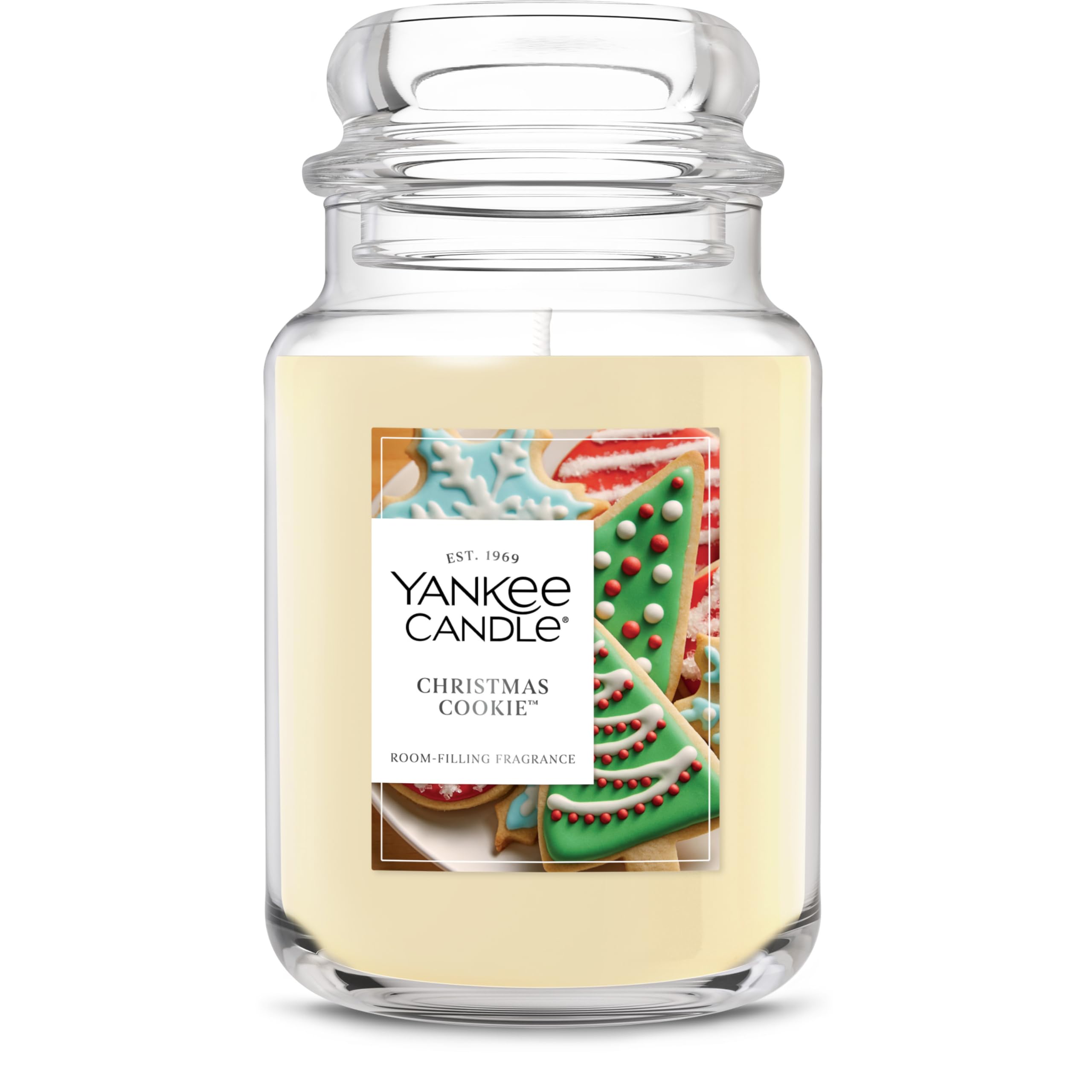 Yankee Candle Large Jar Scented Candle with up to 150 Hour Burn Time, Premium Plant Wax Blend for Cleaner Consistent Burn and Room Filling Fragrance, 22 oz, Christmas Cookie