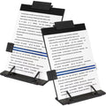 OSPNIEEK 2 Pack Desktop Document Holder Stand with 7 Adjustable Position, Black Metal File Organizer Copyholder for Typing Speech Reading A4 Letter Music Book Tablet Office, with Paper Clip Line Guide