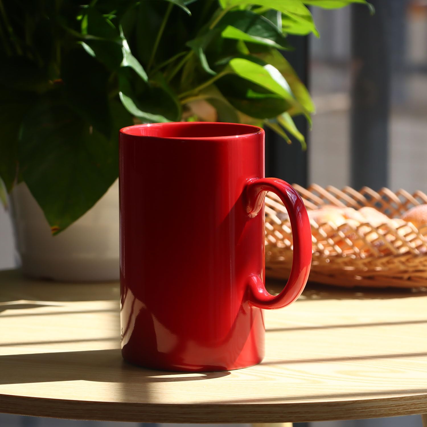28 OZ Extra Large Ceramic Coffee Mug, Smilatte M018 Classic Porcelain Boss Super Big Tea Cup with Handle for Office and Home, Red