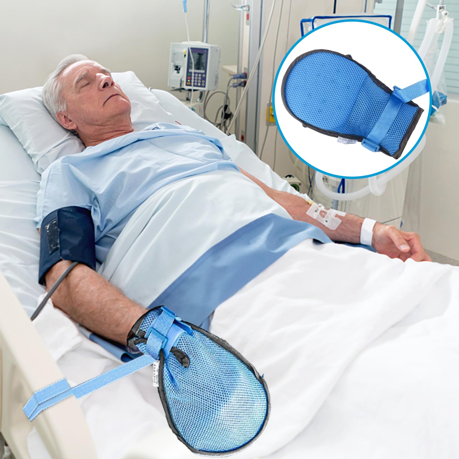 Hand Control Mitts for Dementia - Elderly Finger Restraint Protector Cover with Soft Pads, Patients Bed Anti-Catch Safety Guard, 1 Pair (S)