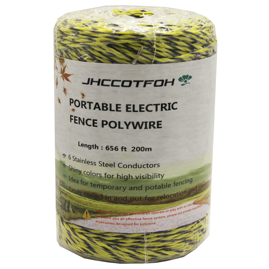 Electric Fence Polywire 656 Feet，200 Meters 6 Conductors Portable Electric-Fence Rope for Reliable Conductivity and Rust Resistance